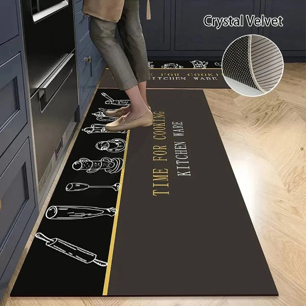 VelvetEase Crystal Velvet Non Slip Kitchen Mat For Elegant Living Comfort