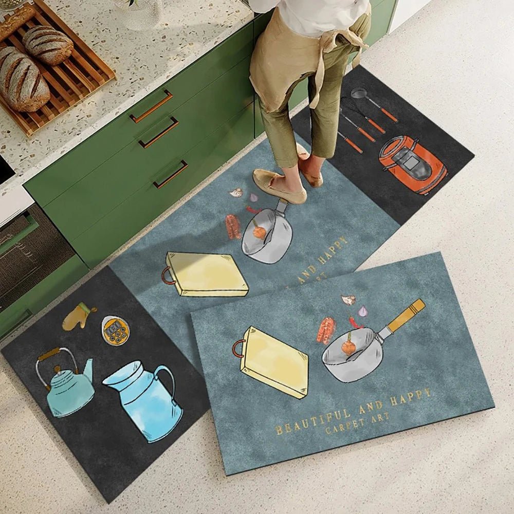 VelvetEase Crystal Velvet Non Slip Kitchen Mat For Elegant Living Comfort