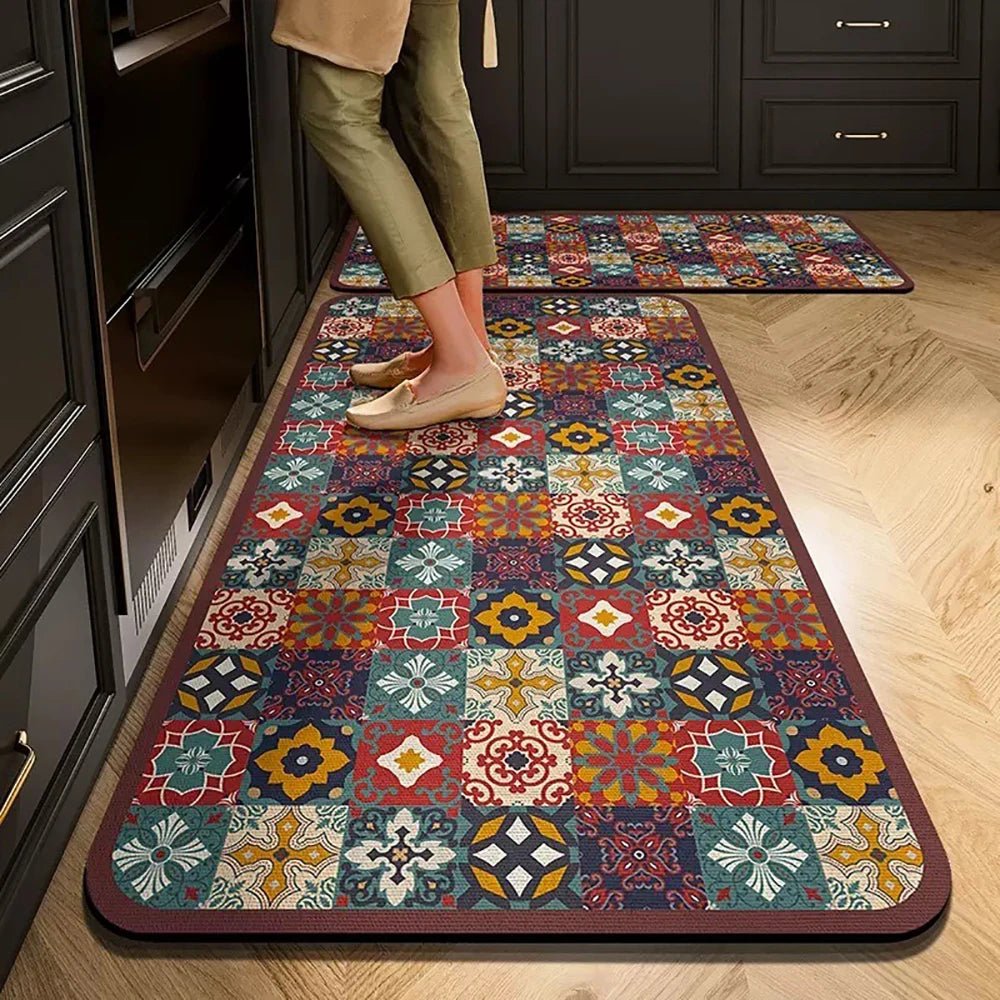 VelvetEase Crystal Velvet Non Slip Kitchen Mat For Elegant Living Comfort