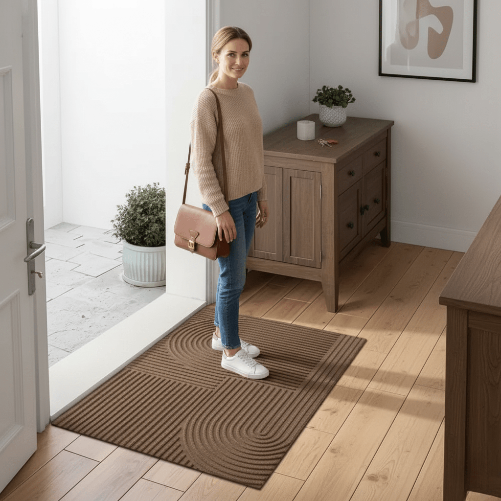 Tapete de Chão Absorvente Lavável - tapete moderno antiderrapante em microfibra, concebido para secagem rápida, absorção de sujidade e proteção elegante para o lar