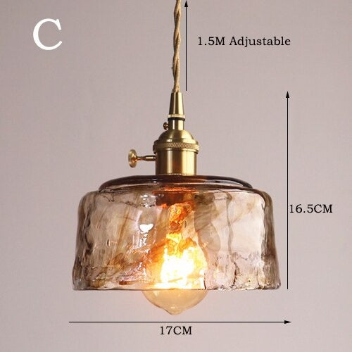 Corvin Brass And Amber Glass Pendant Light