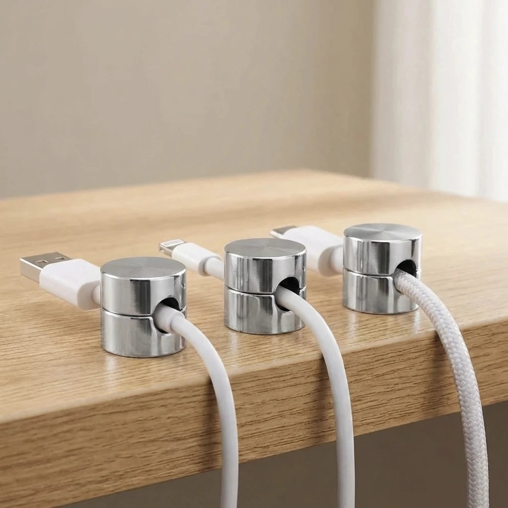 Aluminium-Kabelclips-Set, selbstklebend, 3-teilig, für Schreibtisch oder Wand, Gold Silber Schwarz