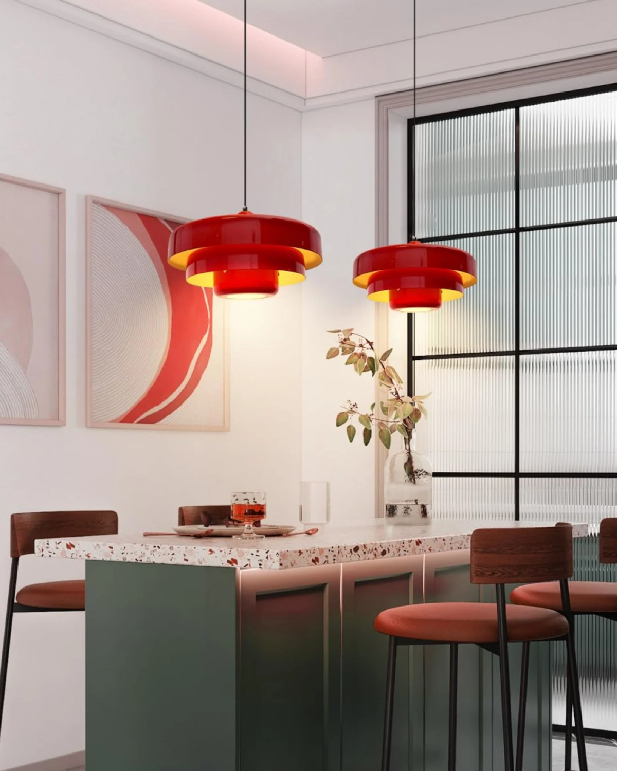 Marinelle Retro Orange Pendant Light With Bold Modern Twist