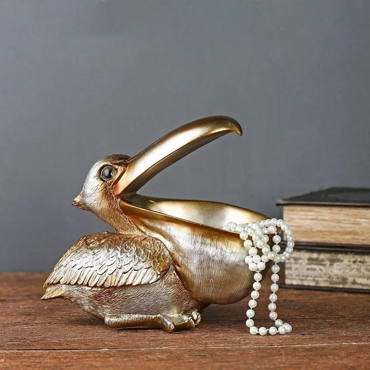 Graceful Harbor Pelican Storage Sculpture For Charming Coastal Home Organization