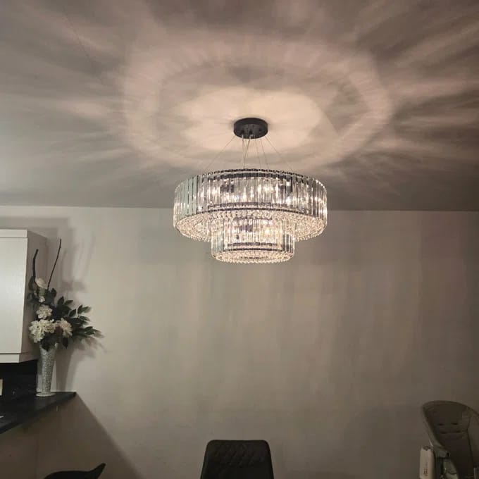 AuroraLux 12-Light Chrome Chandelier With Crystal Accents