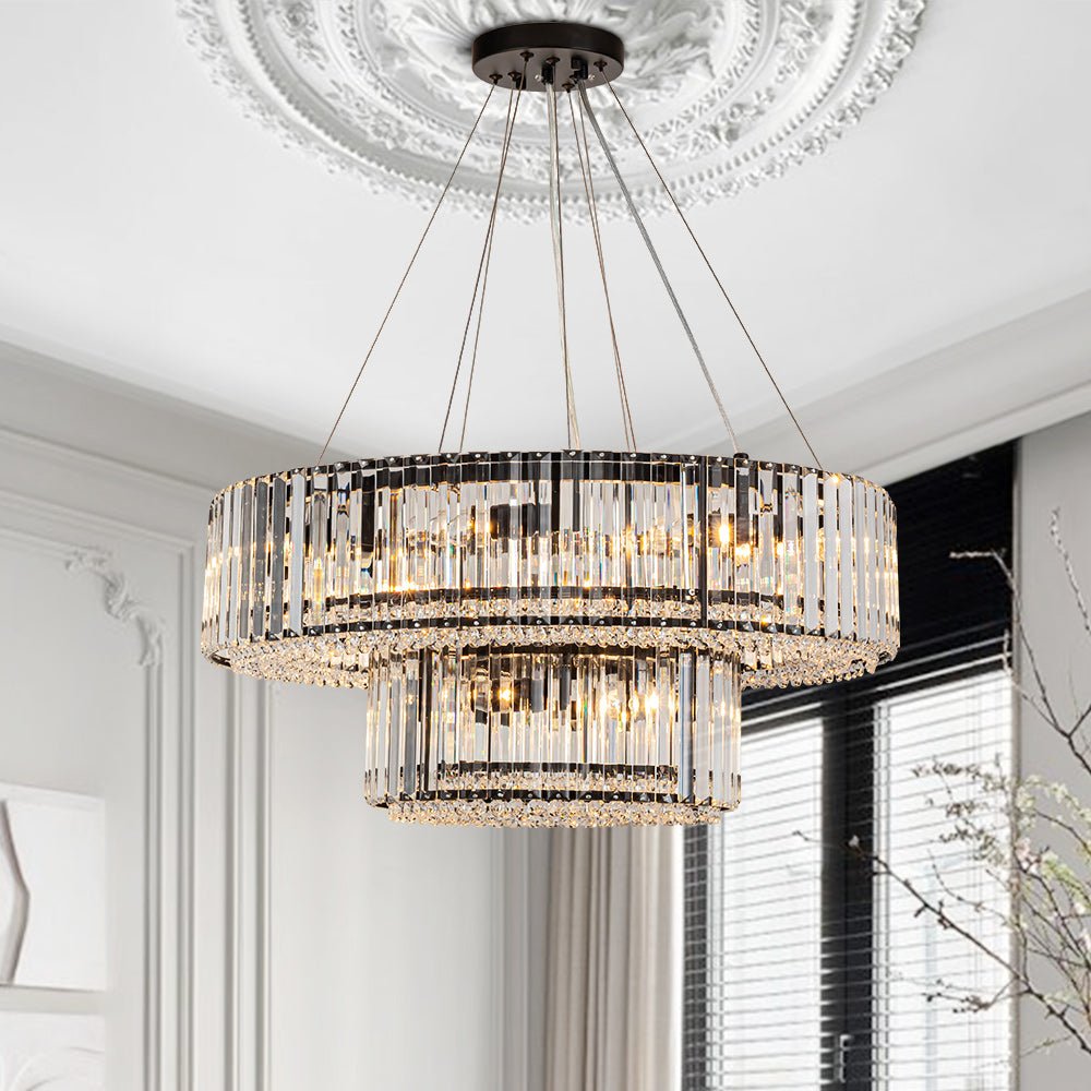 AuroraLux 12-Light Chrome Chandelier With Crystal Accents
