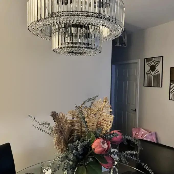 AuroraLux 12-Light Chrome Chandelier With Crystal Accents