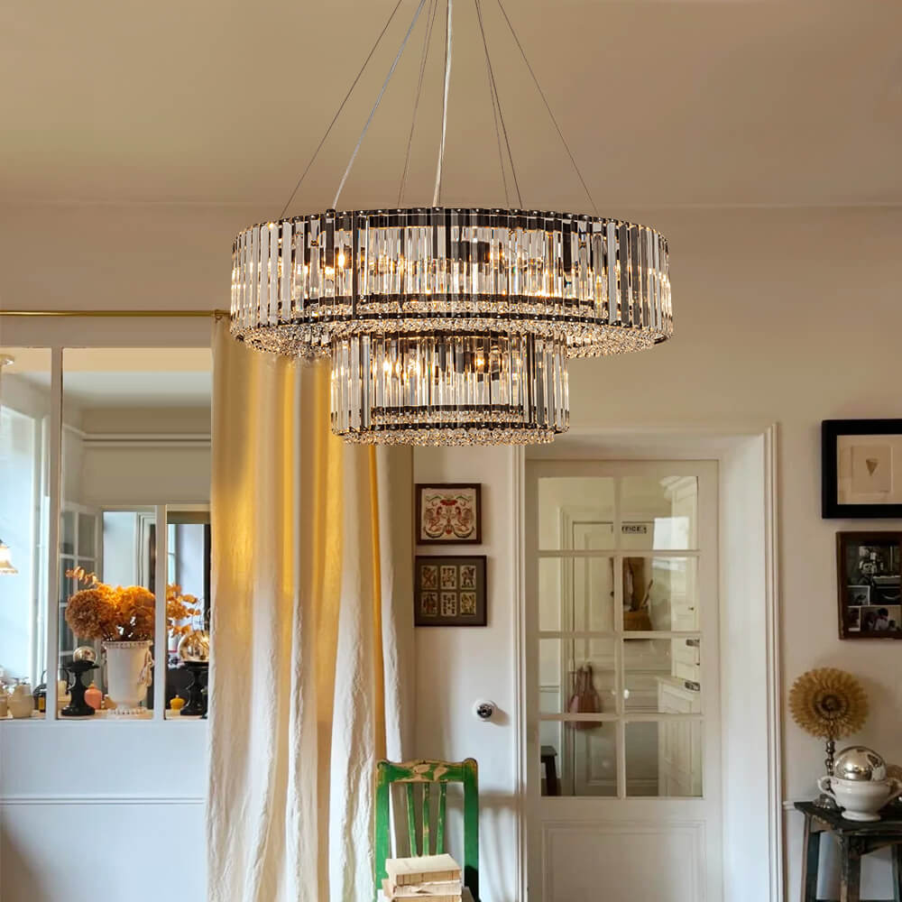 AuroraLux 12-Light Chrome Chandelier With Crystal Accents