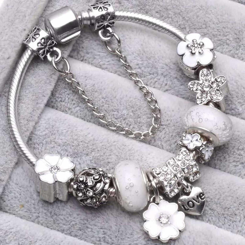 Elegant armbånd med blomstercharme i sterlingsølv gave