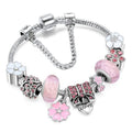 Brățară elegantă cu charm floral din argint sterling - cadou