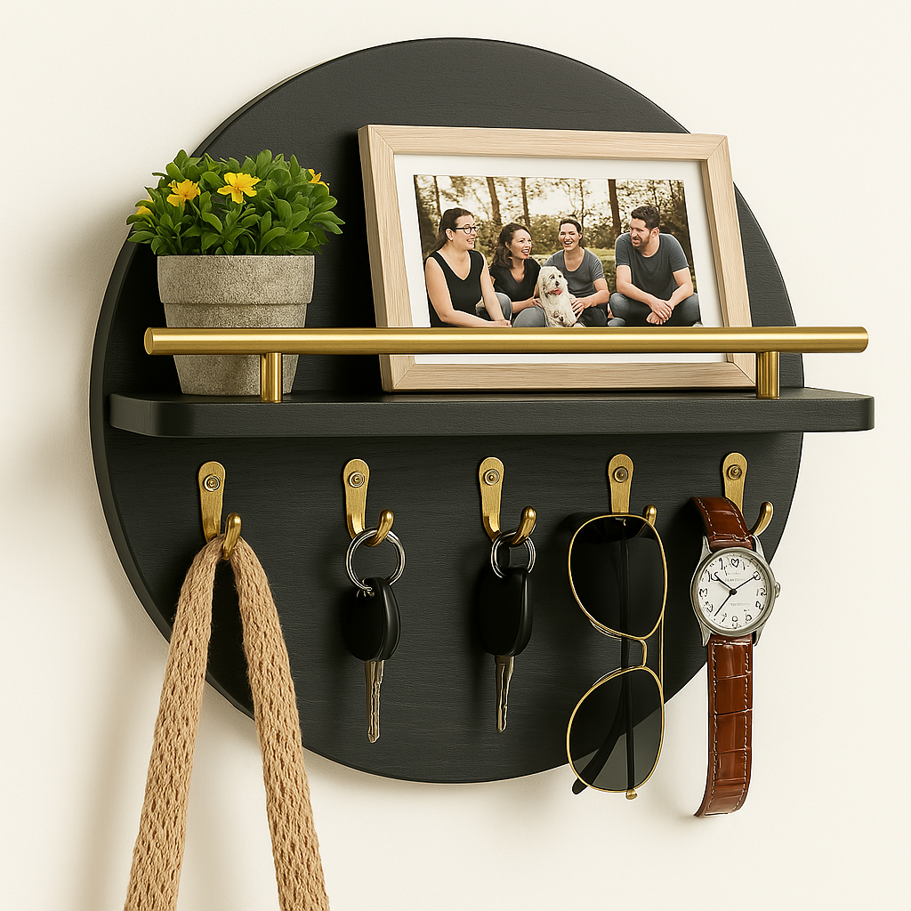 VerdiaKey Circular Wood Key Holder Eco Friendly Home Accessory