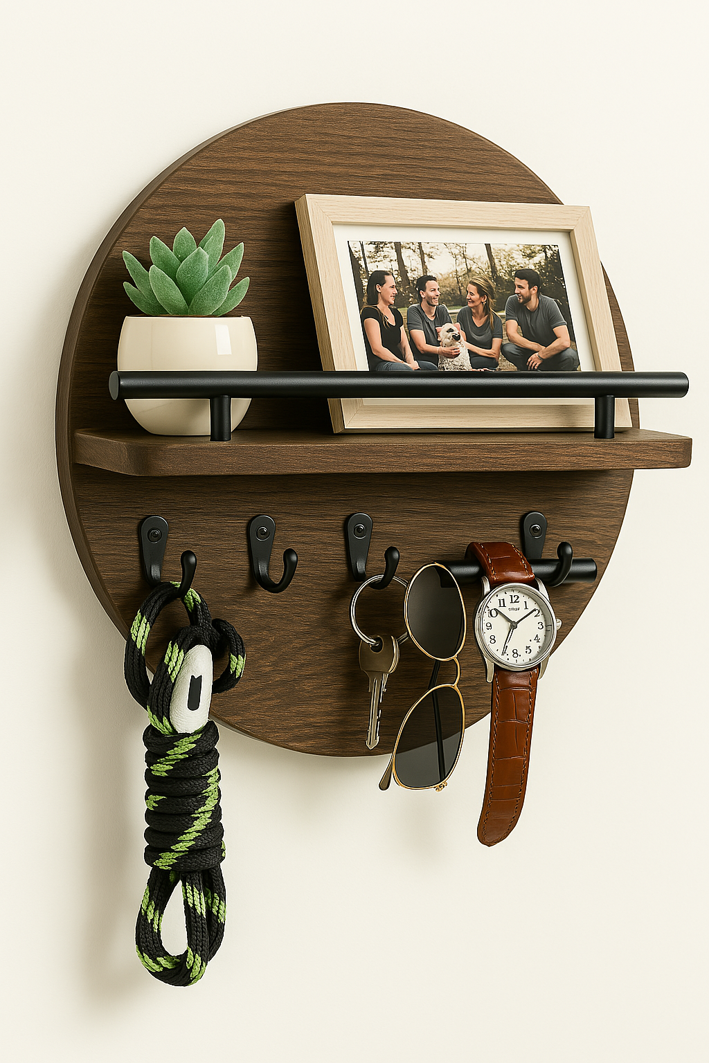 VerdiaKey Circular Wood Key Holder Eco Friendly Home Accessory
