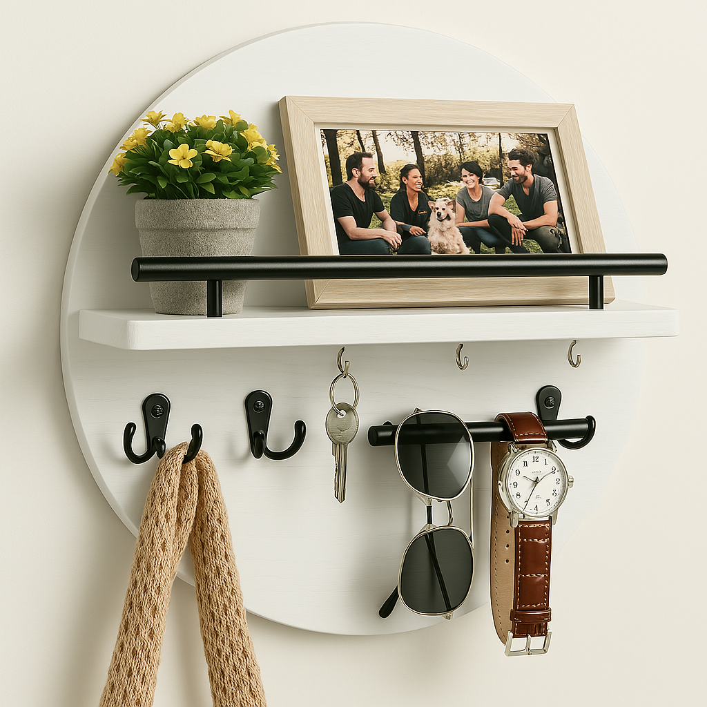VerdiaKey Circular Wood Key Holder Eco Friendly Home Accessory