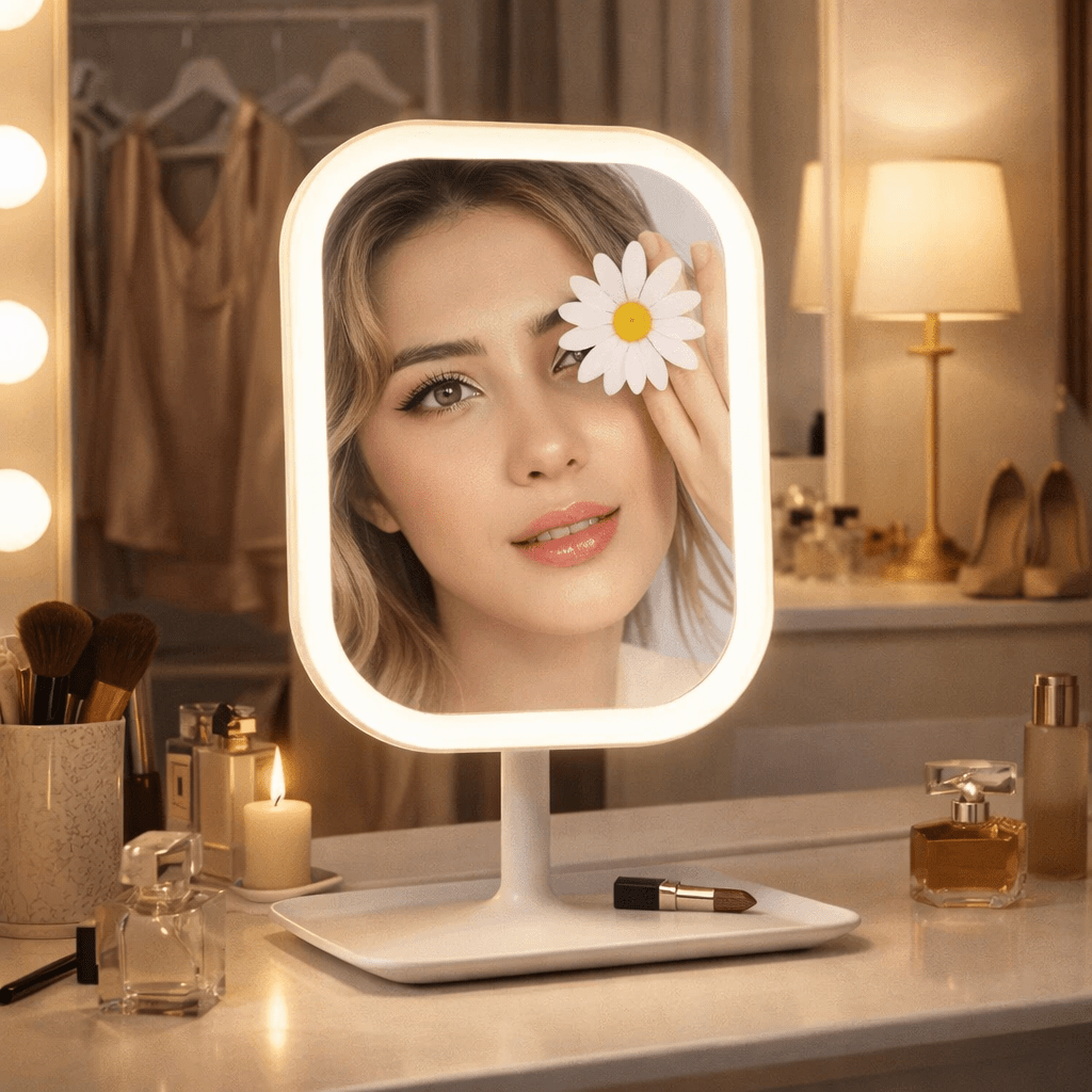 LuminaGlow LED Cosmetic Mirror With Touch Control And 3 Light Modes