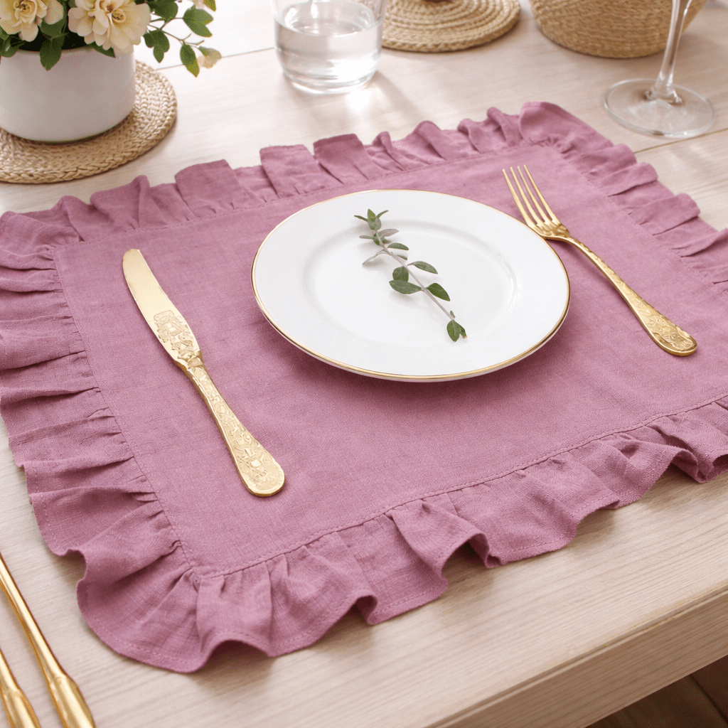 Astra Linen Napkin Handmade With A Fine Ruffled Edge