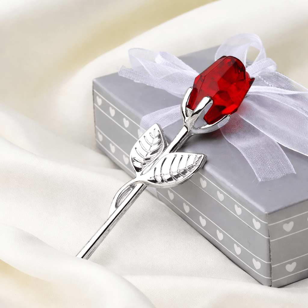 Lumelora Elegant Crystal Rose Timeless Keepsake With Gold Or Silver Stem