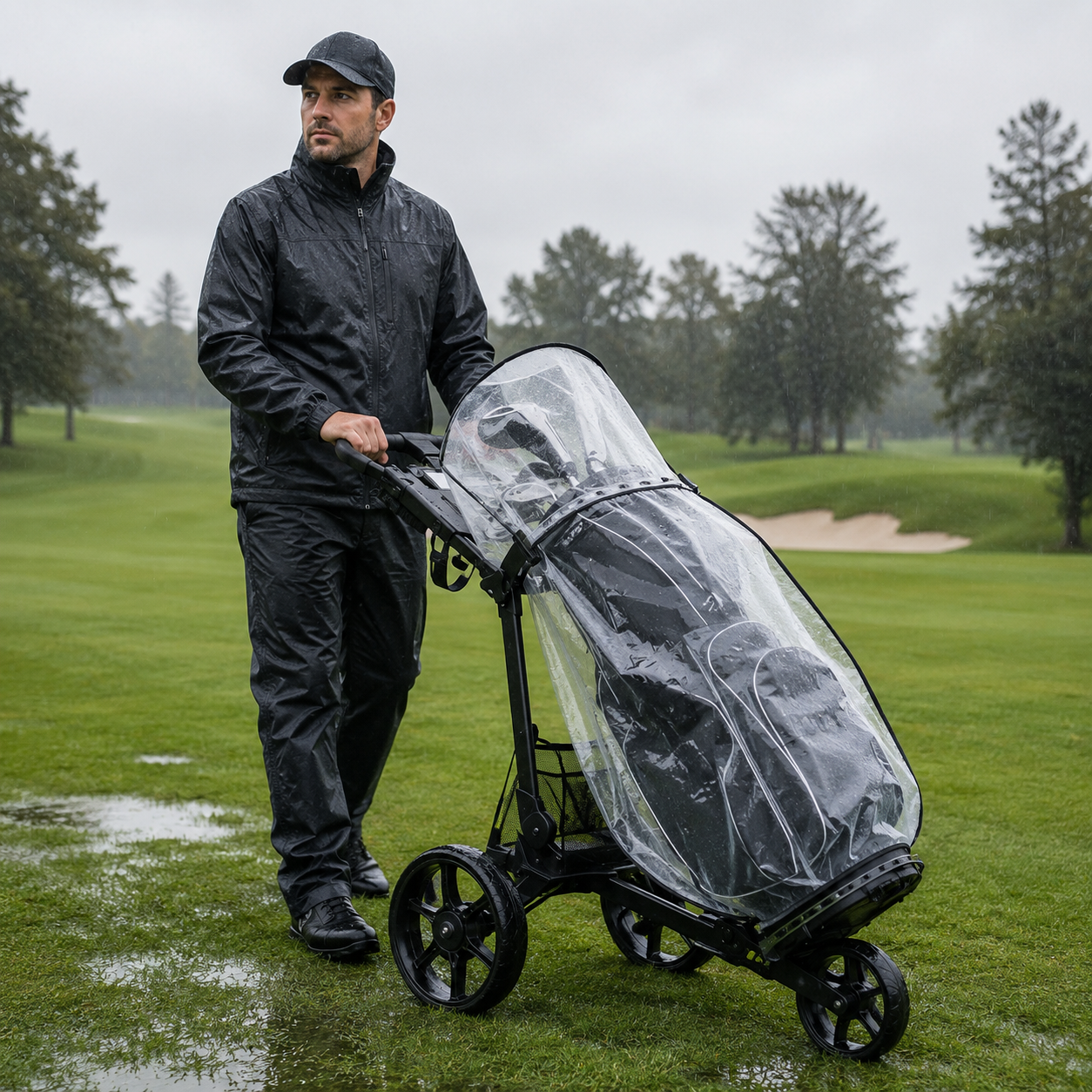 Copertura trasparente antipioggia per sacca da golf