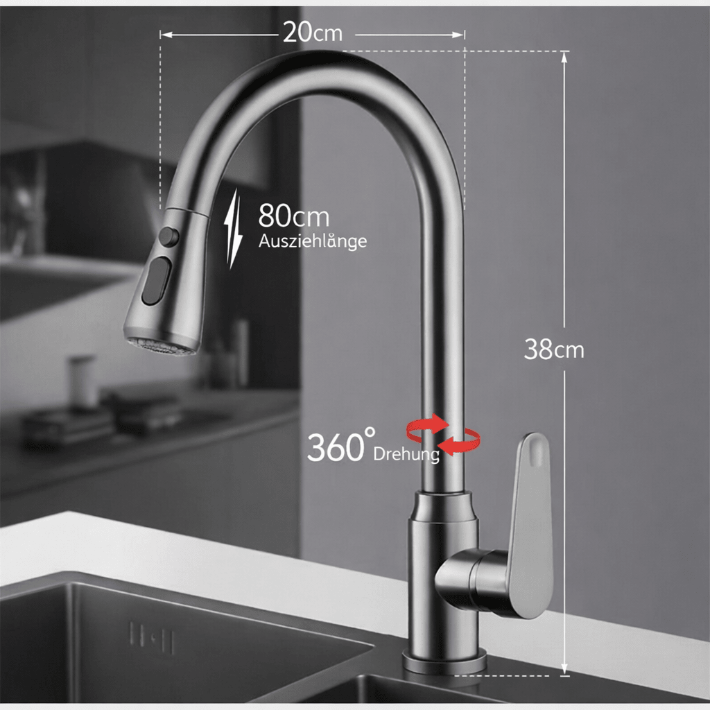 Torneira de Cozinha Extensível para Limpeza Diária Conveniente