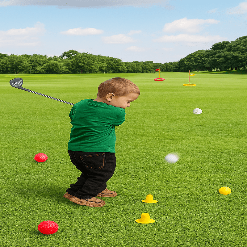 Set Golf Regolabile per Bambini con Mazze Telescopiche, 3 Palline e 2 Bersagli per Età 3-8