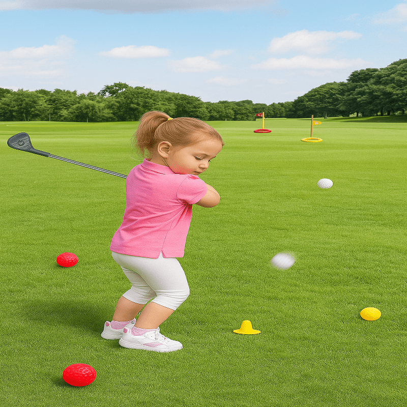 Set Golf Regolabile per Bambini con Mazze Telescopiche, 3 Palline e 2 Bersagli per Età 3-8