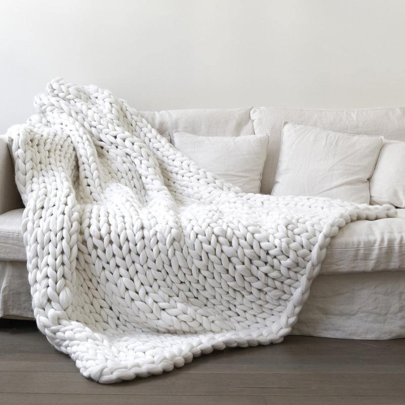 Hygge Cozy Throw Blanket With Thick Chunky Knit Fabric Texture