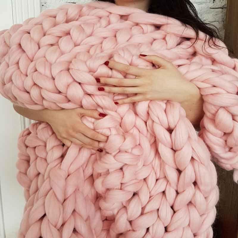 Hygge Cozy Throw Blanket With Thick Chunky Knit Fabric Texture