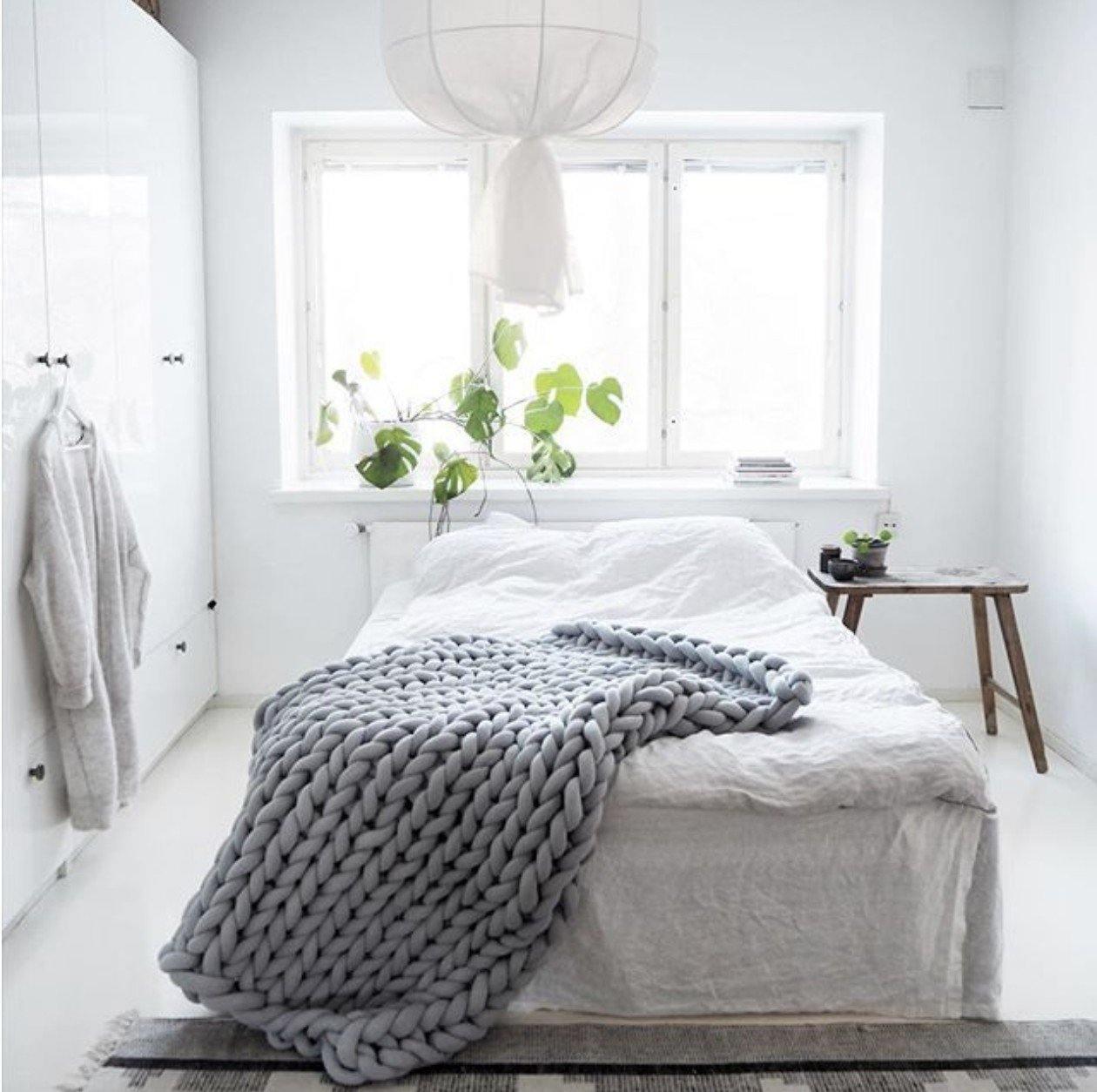 Hygge Cozy Throw Blanket With Thick Chunky Knit Fabric Texture