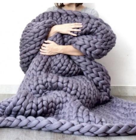 Hygge Cozy Throw Blanket With Thick Chunky Knit Fabric Texture