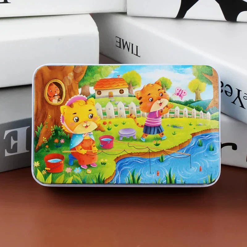 BrightNest 60 Piece Colorful Wooden Puzzle for Kids with Animal and Vehicle Motifs