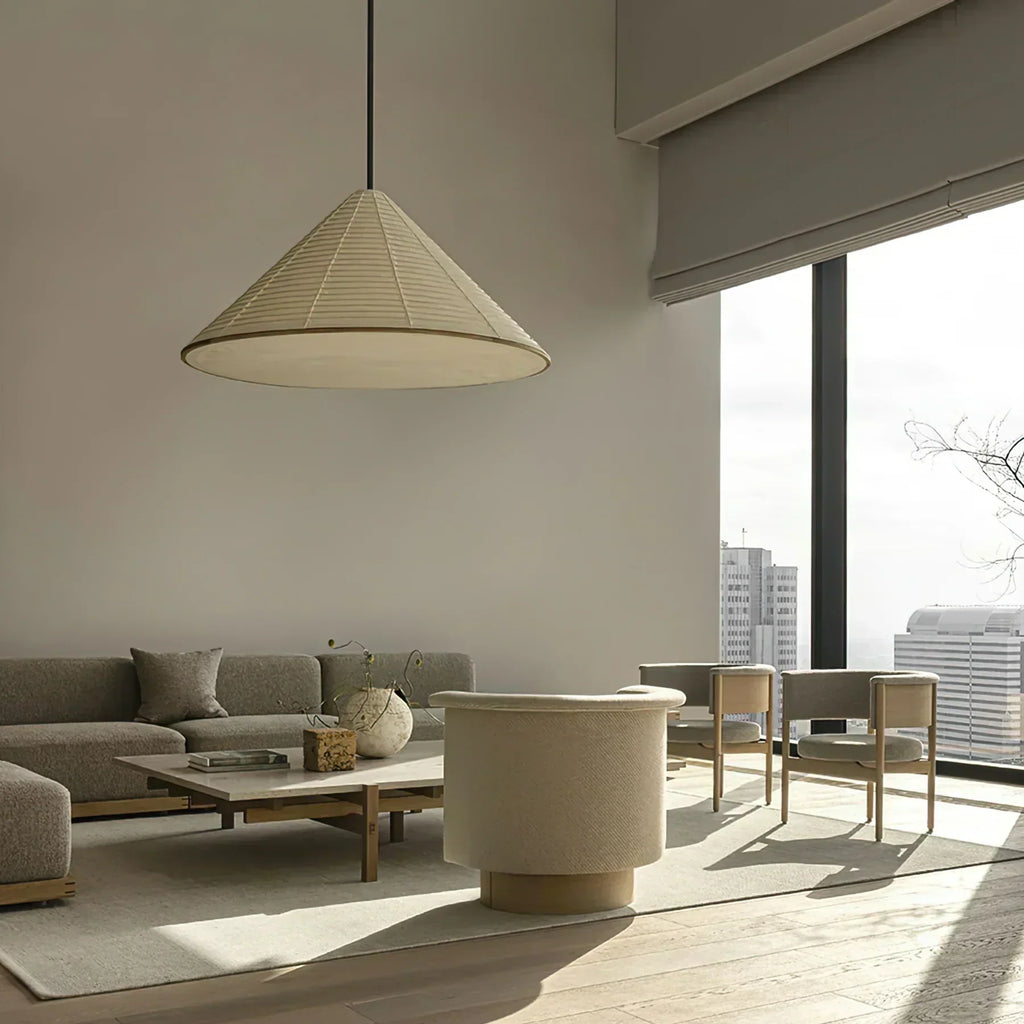 LumaCone Washi Pendant Light In Modern Paper Glow Ambience