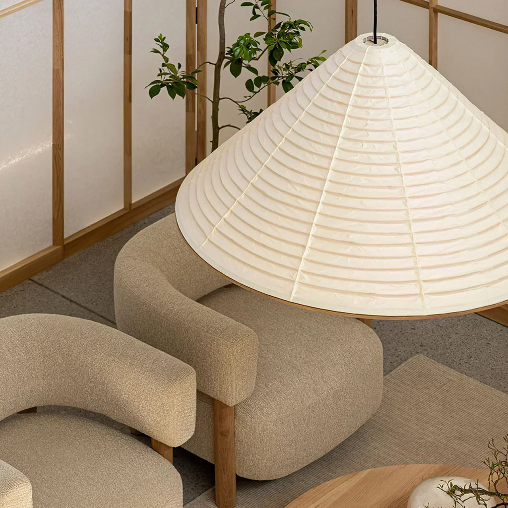 LumaCone Washi Pendant Light In Modern Paper Glow Ambience