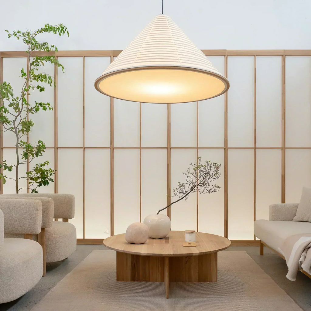 LumaCone Washi Pendant Light In Modern Paper Glow Ambience
