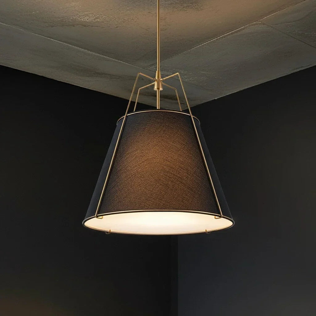 Contemporary Linen Tapered Cone Pendant Light Fixture