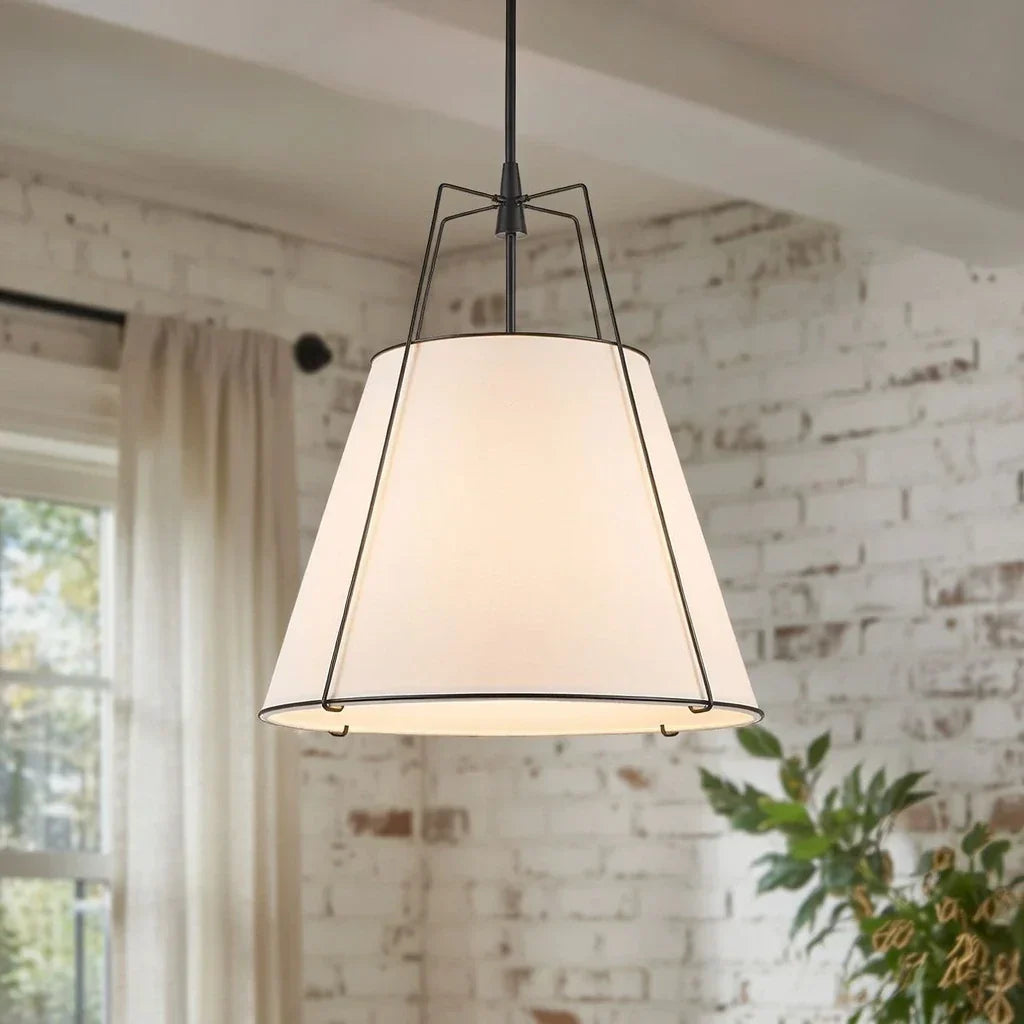 Contemporary Linen Tapered Cone Pendant Light Fixture