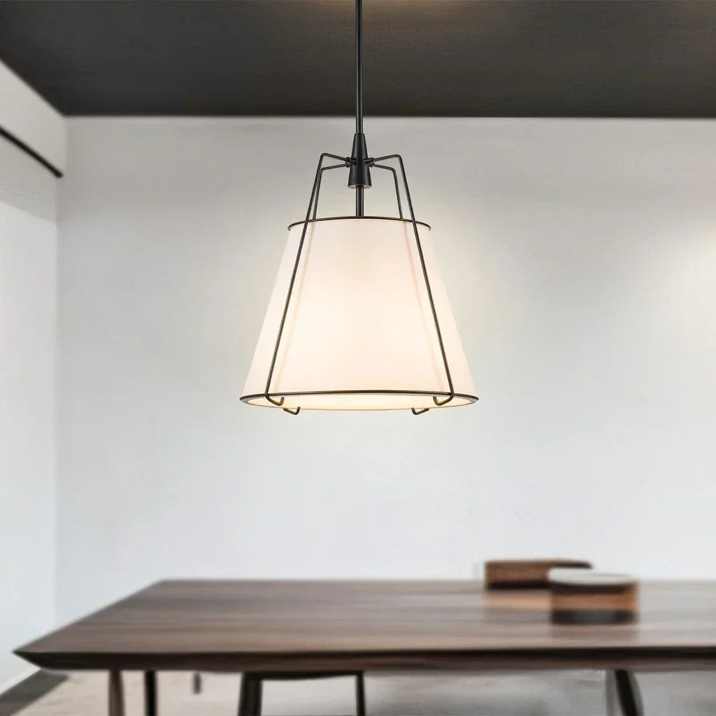 Contemporary Linen Tapered Cone Pendant Light Fixture