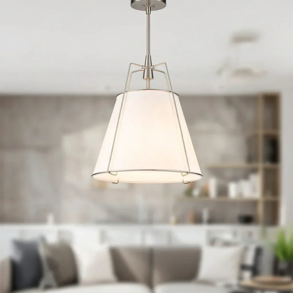 Contemporary Linen Tapered Cone Pendant Light Fixture