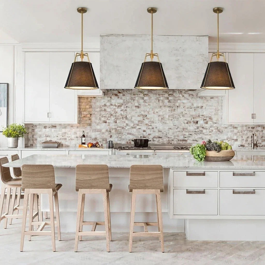 Contemporary Linen Tapered Cone Pendant Light Fixture