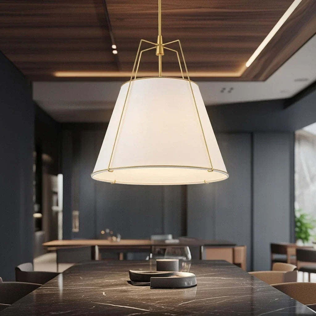 Contemporary Linen Tapered Cone Pendant Light Fixture
