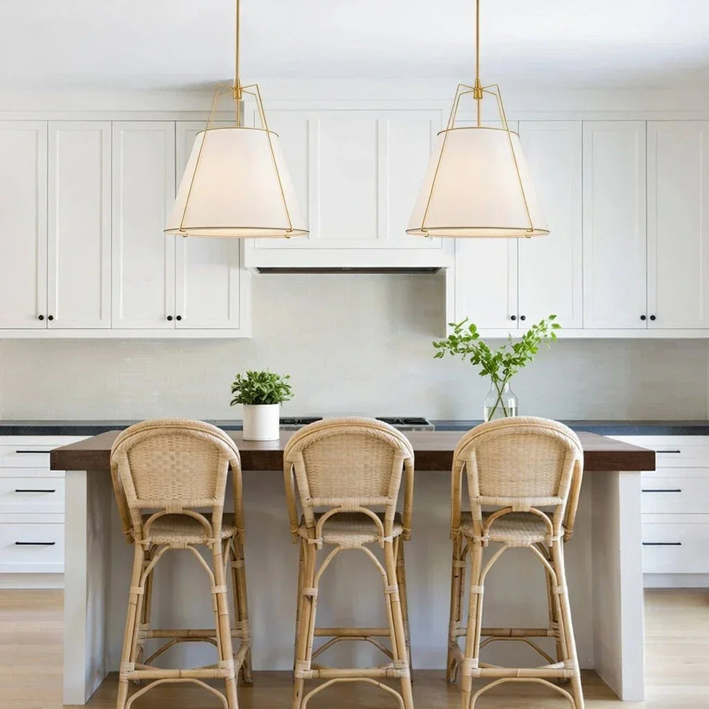 Contemporary Linen Tapered Cone Pendant Light Fixture