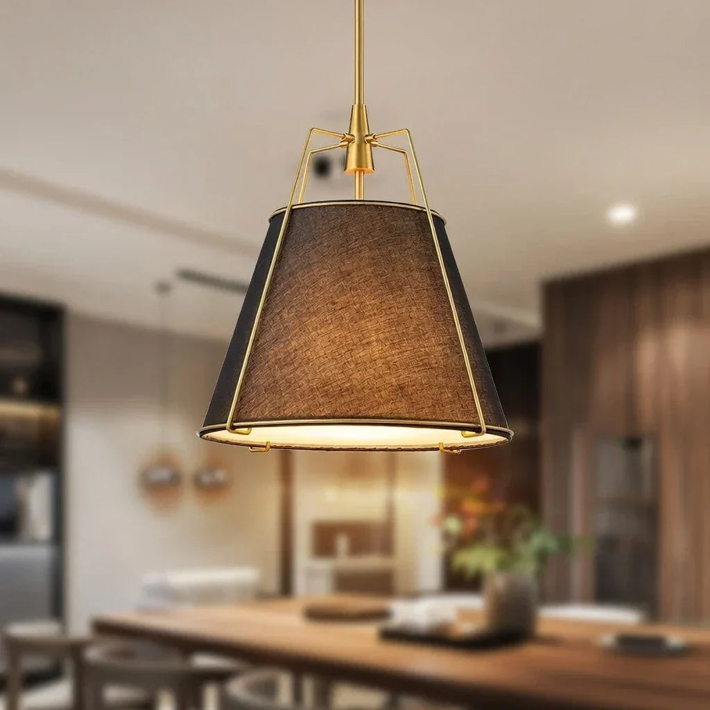 Contemporary Linen Tapered Cone Pendant Light Fixture