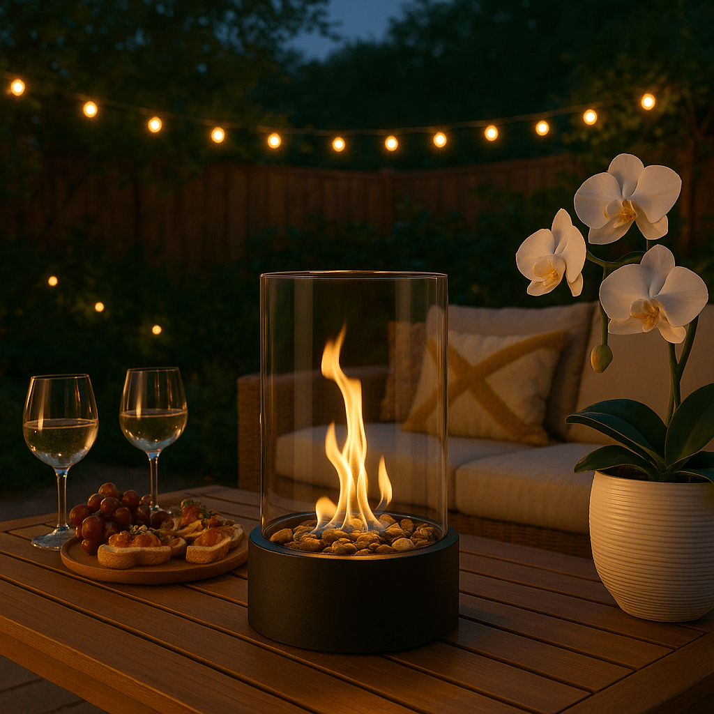CozyFlare Modern Tabletop Fireplace With Real Flames And Smokeless Bioethanol Firing