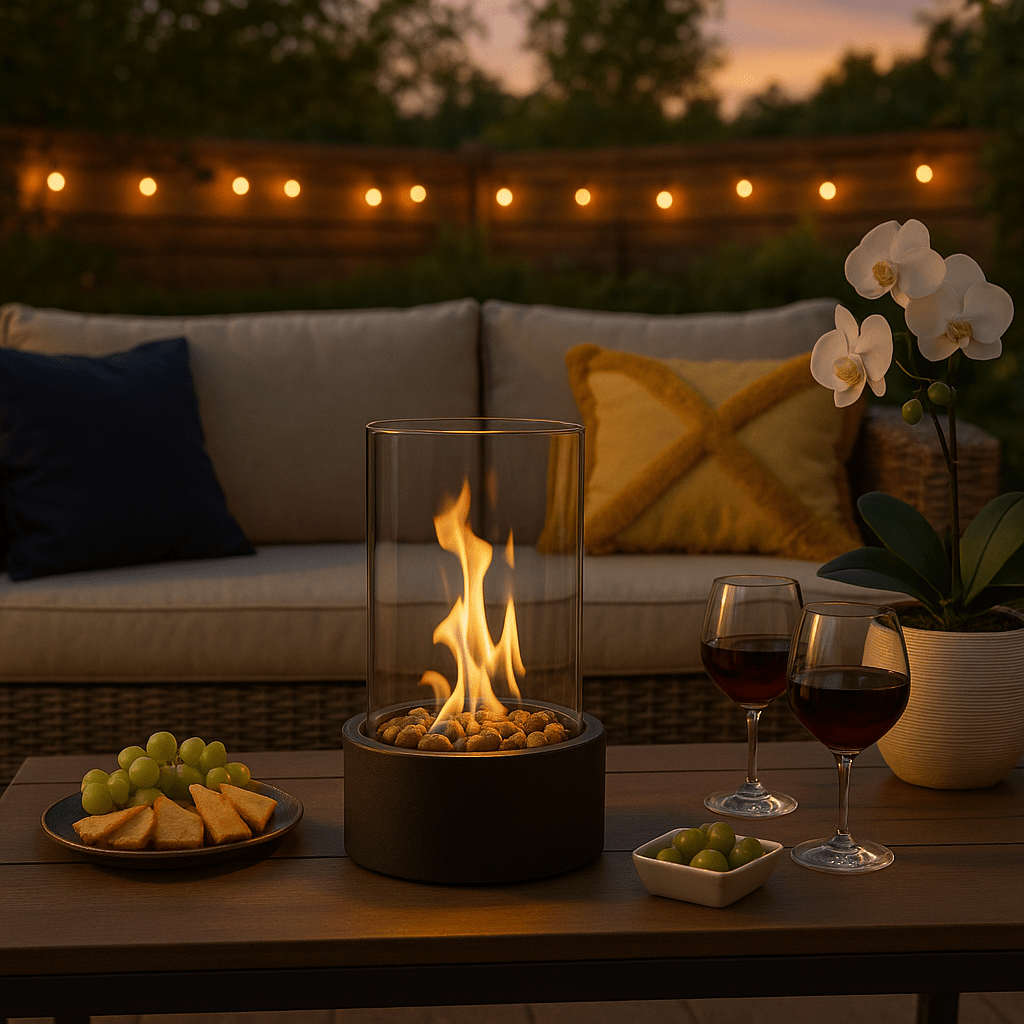 CozyFlare Modern Tabletop Fireplace With Real Flames And Smokeless Bioethanol Firing