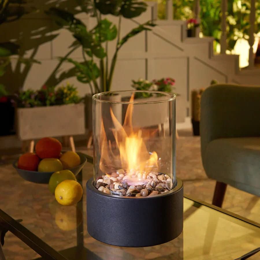CozyFlare Modern Tabletop Fireplace With Real Flames And Smokeless Bioethanol Firing