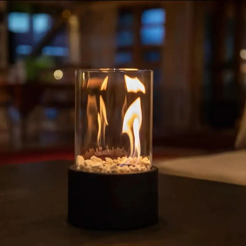 CozyFlare Modern Tabletop Fireplace With Real Flames And Smokeless Bioethanol Firing