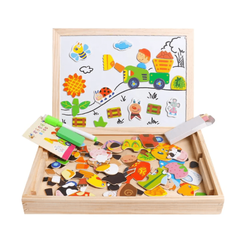 NovaBlocks 2v1 Montessori kreslící tabule s magnetickou tabulí a tabulí na křídu pro děti