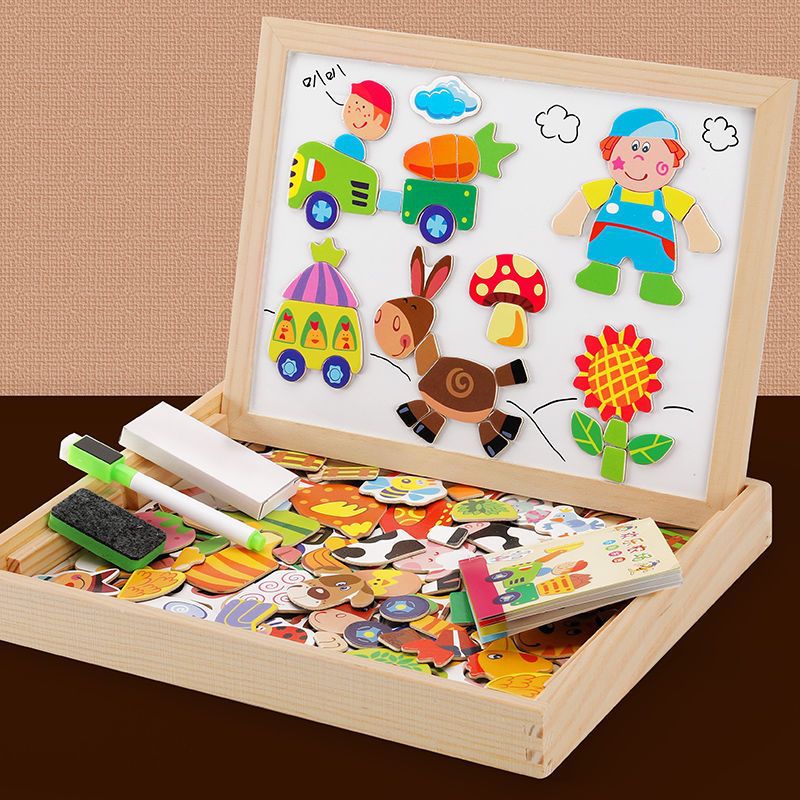 NovaBlocks 2v1 Montessori kreslící tabule s magnetickou tabulí a tabulí na křídu pro děti