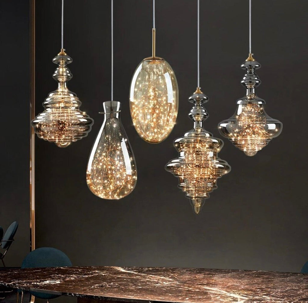 Luma Kupfer Glühwürmchen Glas Pendellampe LED-kompatibel