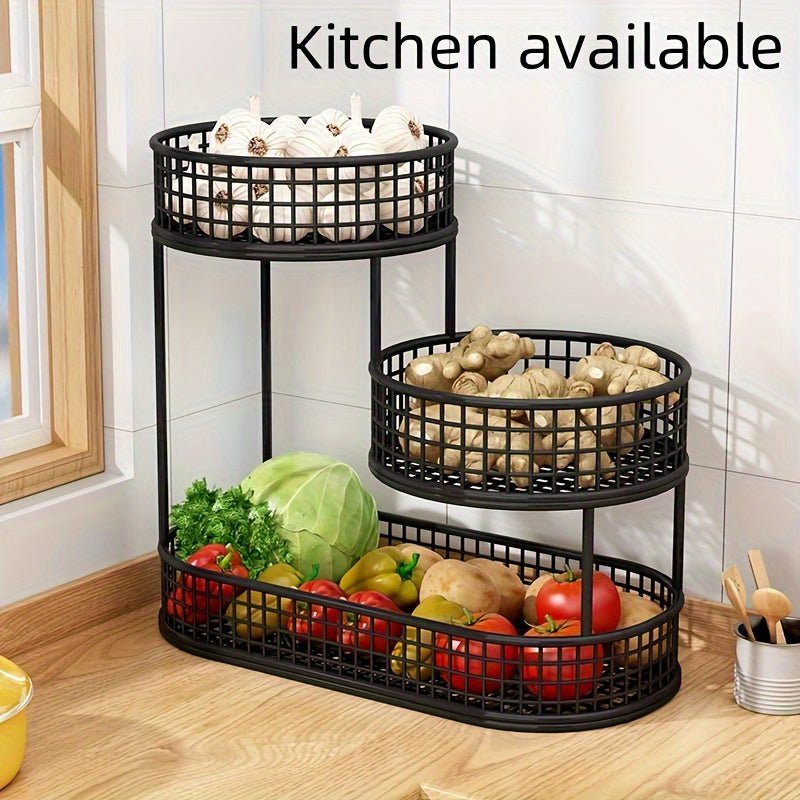 AuroraNest Elegant Multi Tier Metal Fruit and Snack Stand for Kitchen Countertops