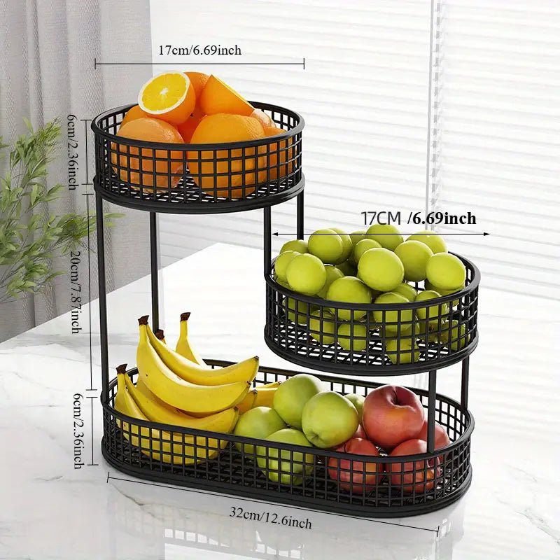AuroraNest Elegant Multi Tier Metal Fruit and Snack Stand for Kitchen Countertops