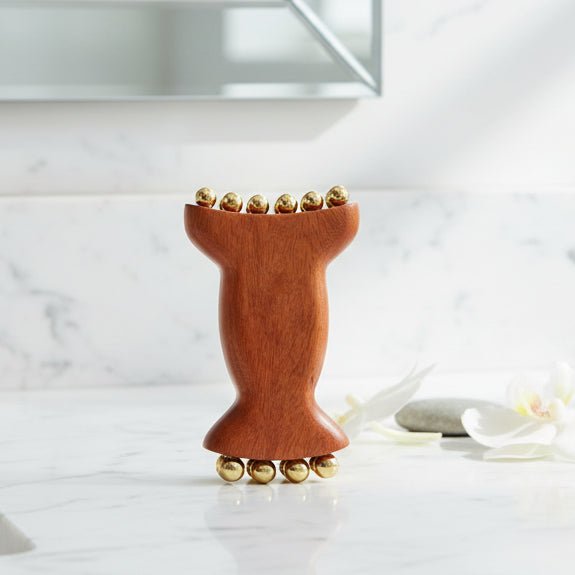 PureFlow Detox Facial Massager With Copper Wood For Lymph Drainage And Gua Sha